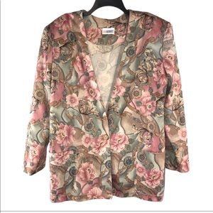 Vintage Three Piece Floral Blazer Skirt Set